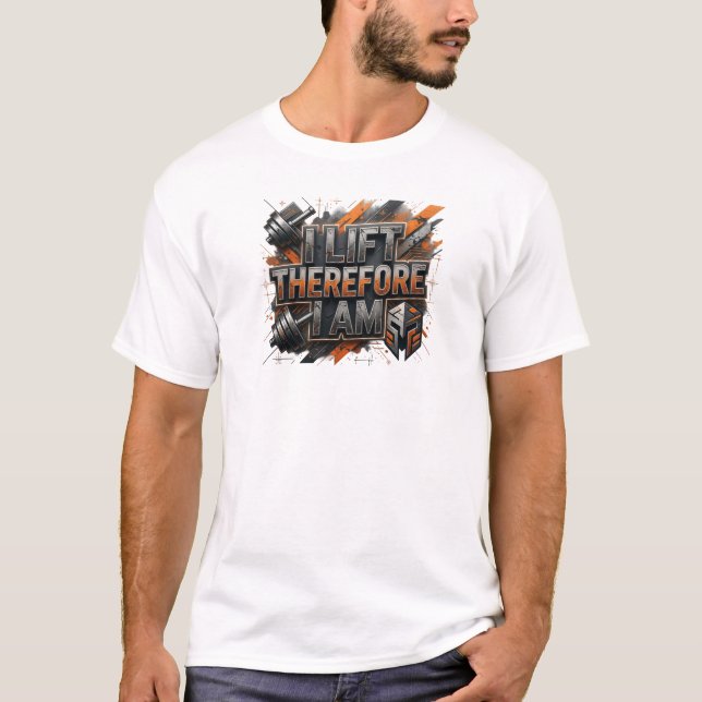 Snappy Orange I LIFT THEREFORE I AM Graphic Tee (Front)