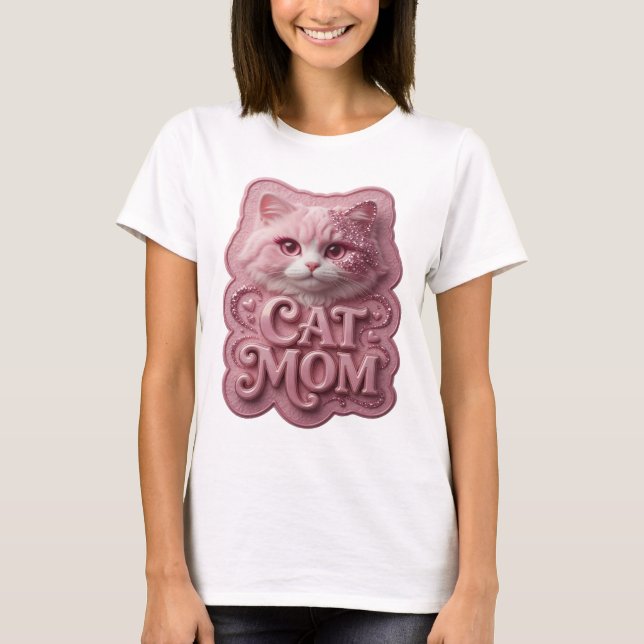 Snappy Pink CAT MOM Shirt Design (Front)