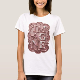 Snappy Pink IMAGINE Text Design T-Shirt