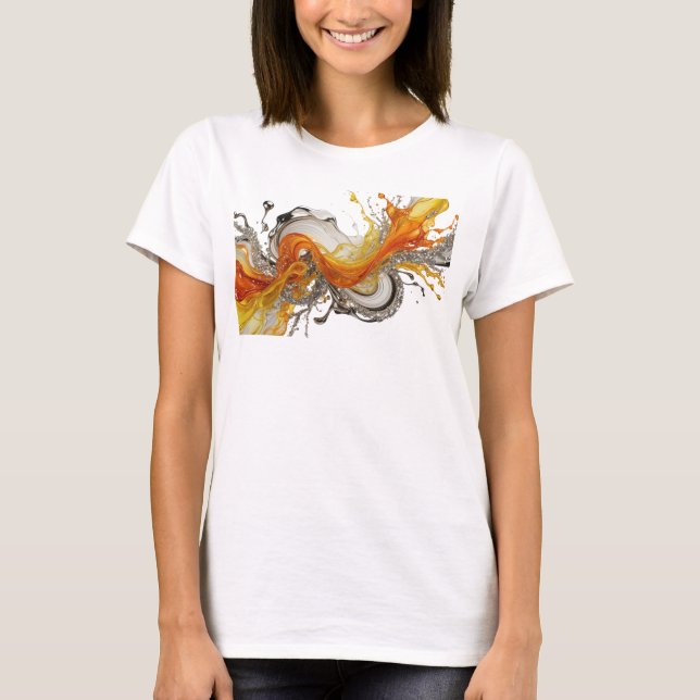 Snappy Silver ABSTRACT ART Statement Tee (Front)