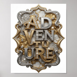 Snappy Silver ADVENTURE Text Design Poster