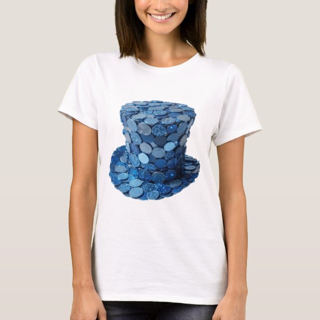 Snappy Silver BLUE COINS HAT 3D Text Art T-Shirt (Front)