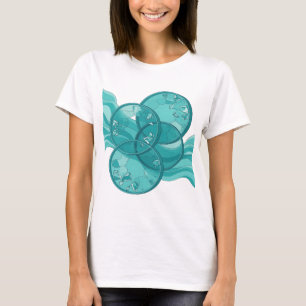 Snappy Silver BLUE CRYSTALS AND WAVES Text Design T-Shirt
