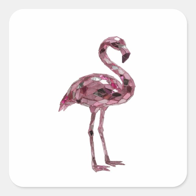 Snappy Silver FLAMINGO Decal Design Square Sticker (Front)
