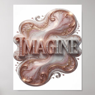 Snappy Silver IMAGINE Text Design Poster