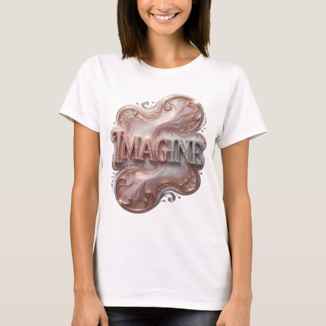 Snappy Silver IMAGINE Text Design T-Shirt (Front)