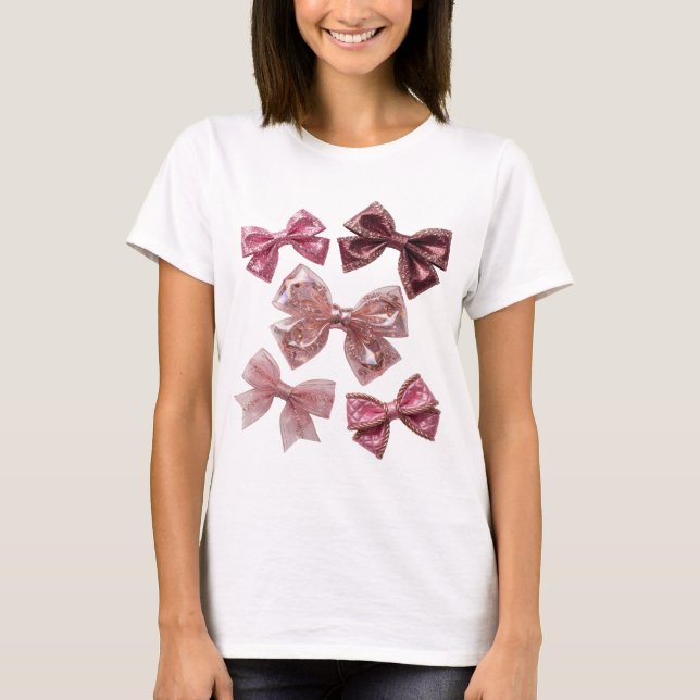 Snappy Silver PINK BOWS Shirt Design (Front)