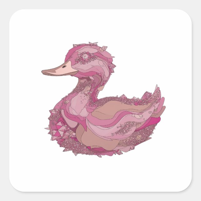 Snappy Silver PINK DUCK Decal Art Square Sticker (Front)