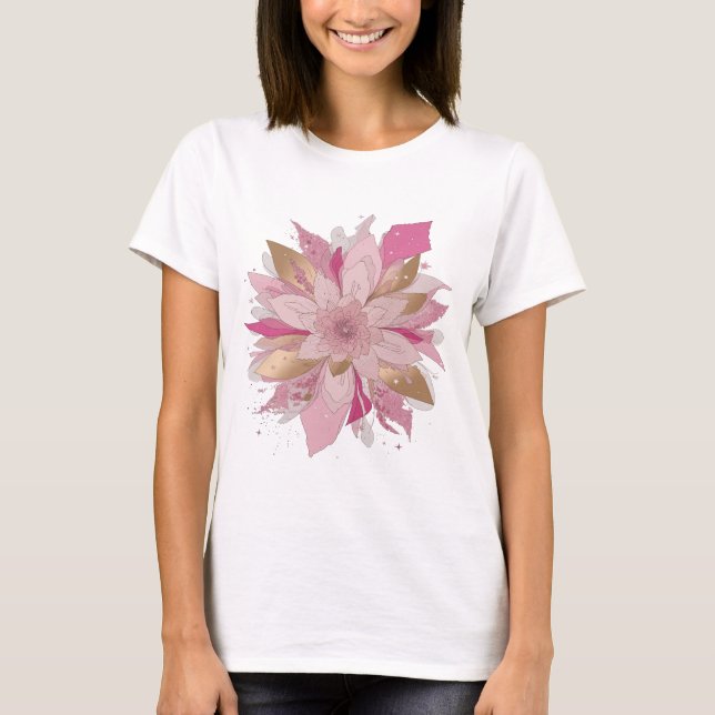 Snappy Silver PINK FLOWER Slogan Design T-Shirt (Front)