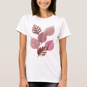 Snappy Silver PINK LEAVES Slogan Design T-Shirt