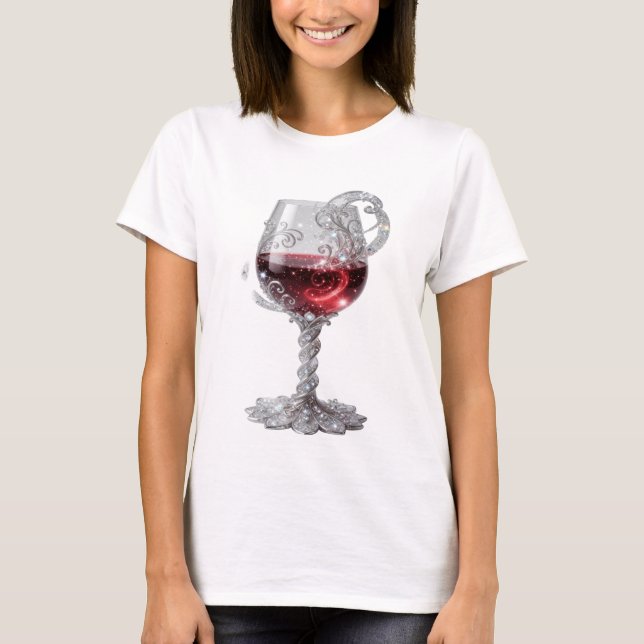 Snappy Silver RED WINE GLASS Graphic Tee (Front)
