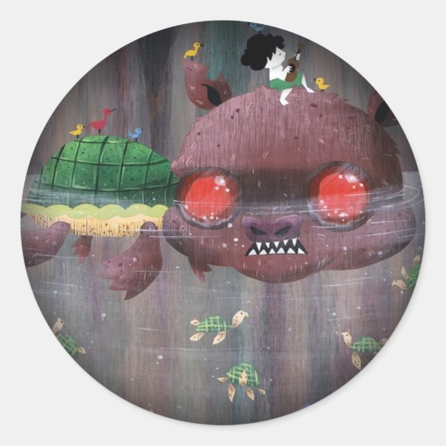 Snappy Turtle - Fade to Black Classic Round Sticker (Front)