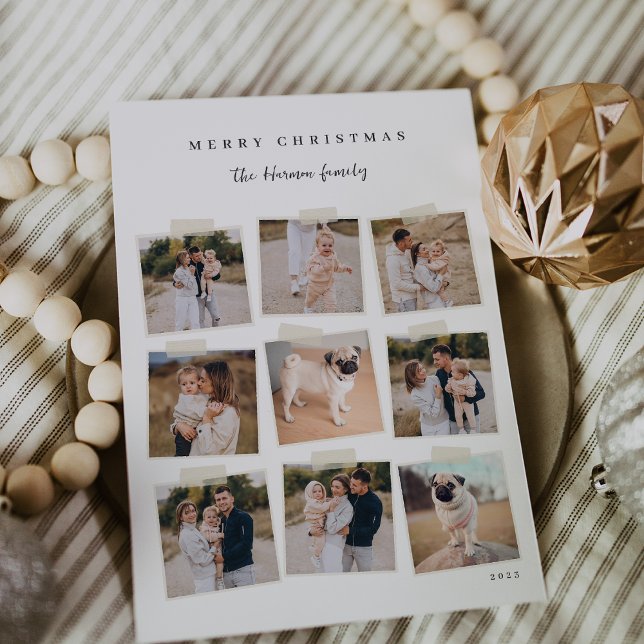 Snapshot | 9 Photo Collage Christmas Holiday Card (Creator Uploaded)