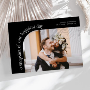 Snapshot Happiest Day Black Wedding Photo Thank You Card