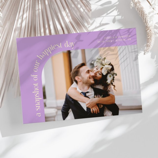 Snapshot Happiest Day Lemon Wisteria Wedding Photo Thank You Card (Creator Uploaded)