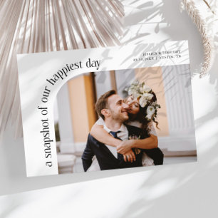 Snapshot Happiest Day White Wedding Photo Thank You Card