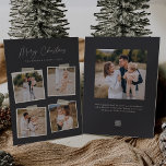 Snapshot | Merry Christmas 5 Photo Holiday Card<br><div class="desc">Add casual elegance to your holiday greetings with these beautiful cards designed to accommodate four square photos. Strips of tape lend a cool snapshot feel to this simple and elegant design (note: tape is a printed image, not actual adhesive affixed to the product). "Merry Christmas" appears in off white hand...</div>