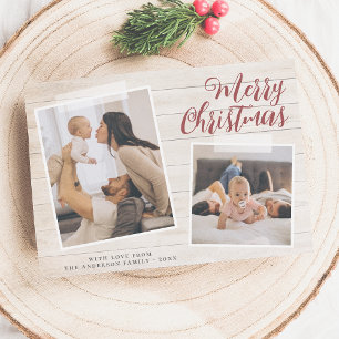 Snapshot Merry Christmas Two Photo Holiday Card