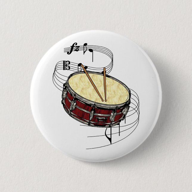 Snare Drum 6 Cm Round Badge (Front)