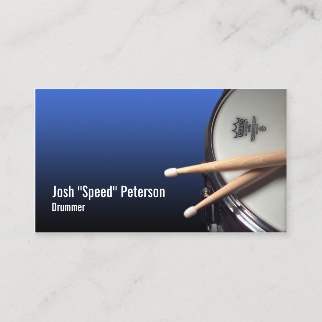 Snare Drum Blue Drummer Musician Business Card (Front)