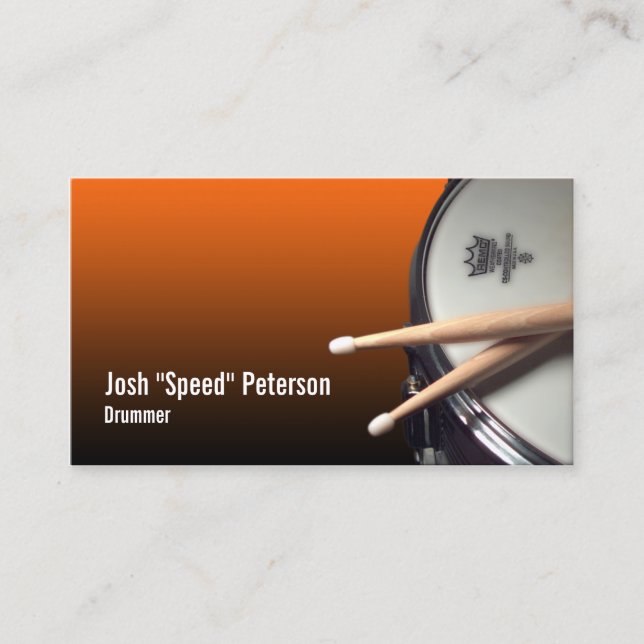 Snare Drum Orange Drummer Musician Business Card (Front)