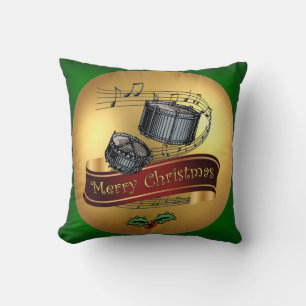 Snare Drums ~ Merry Christmas & Musical Scroll ~ Cushion