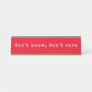 Snarky and Sarcastic Sayings in Red and White Desk Name Plate