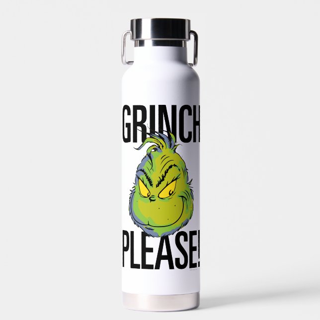 Snarky Grinch | Funny Grinch Please Quote Water Bottle (Front)