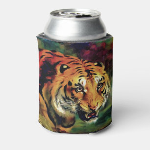 Snarling Tiger Artistic Portrait Can Cooler