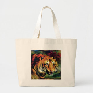 Snarling Tiger Artistic Portrait Large Tote Bag