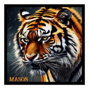 Snarling Tiger Personalised Name Poster