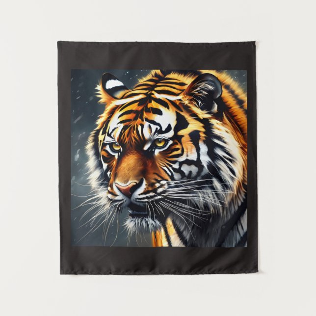 Snarling Tiger Wall Hanging Bedroom Décor Tapestry (Front)