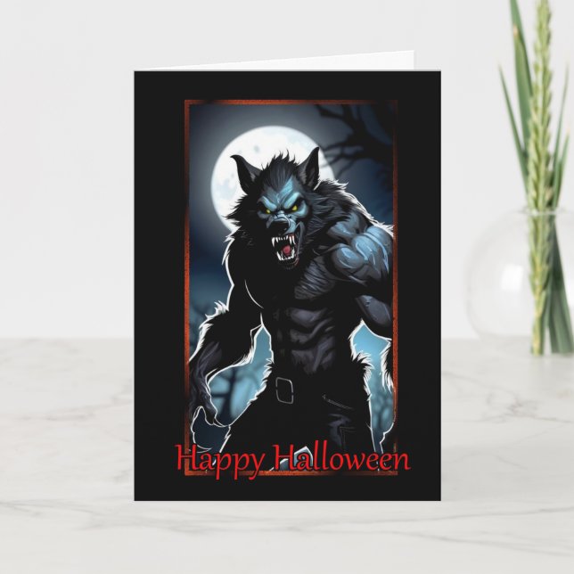 Snarling Werewolf Halloween Card (Front)