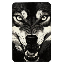 Snarling Wolf 50s Black White Graphics Style