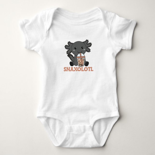 Snaxolotl Axolotl Bubble Tea Lovers Sweet Animals Baby Bodysuit (Front)