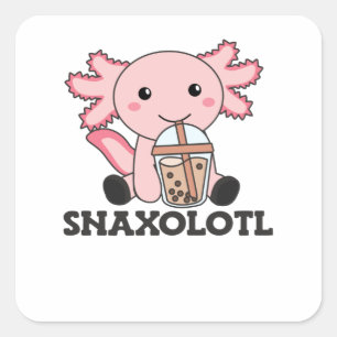 Snaxolotl Axolotl Bubble Tea Lovers Sweet Animals Square Sticker