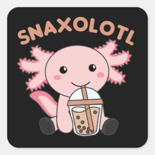 Snaxolotl Axolotl Bubble Tea Lovers Sweet Animals  Square Sticker