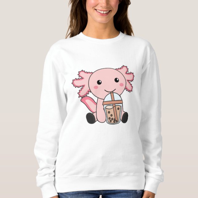 Snaxolotl Axolotl Bubble Tea Lovers Sweet Animals Sweatshirt (Front)