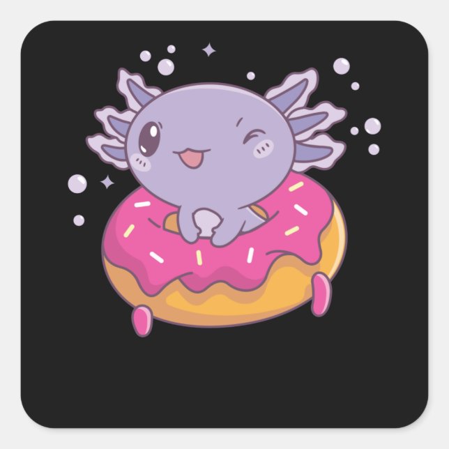 Snaxolotl Axolotl Doughnut Lovers Sweet Animals Square Sticker (Front)