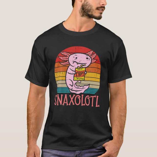 Snaxolotl Axolotl Eat Chips Funny Snack Food Boys T-Shirt (Front)