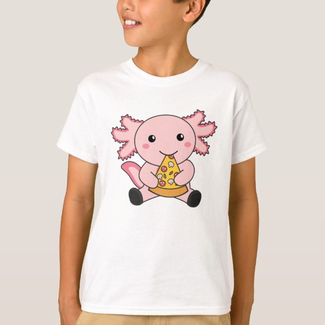 Snaxolotl Axolotl Lover Cute Animals Pizza T-Shirt (Front)