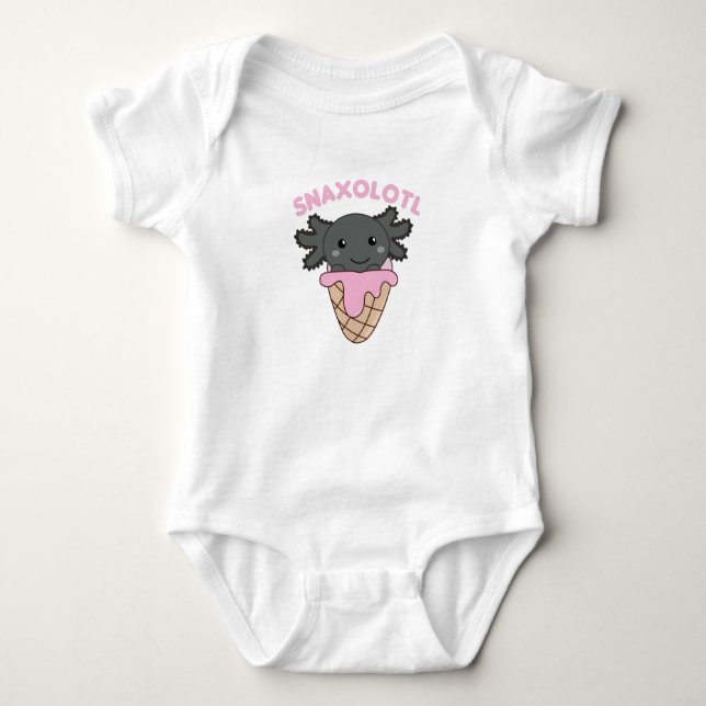Snaxolotl Axolotl Lovers Sweet Animals Ice Cream Baby Bodysuit (Front)