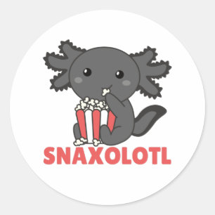 Snaxolotl Axolotl Lovers Sweet Animals Popcorn Cla Classic Round Sticker