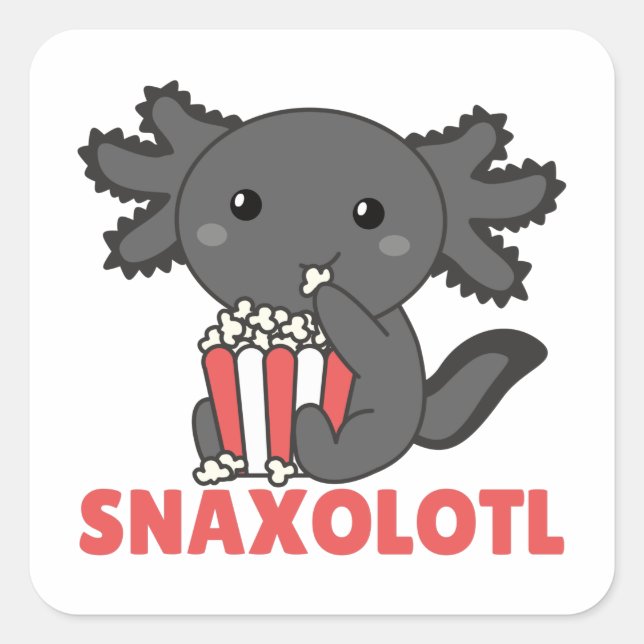 Snaxolotl Axolotl Lovers Sweet Animals Popcorn Squ Square Sticker (Front)