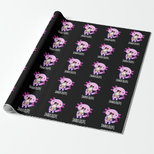 Snaxolotl Funny Axolotl Pun Dark BG Wrapping Paper