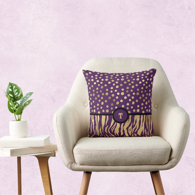 Snazzy Animal Print Inspired Purple Gold and Black Cushion (Creator Uploaded)