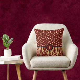 Snazzy Animal Print Inspired Rust and Gold Cushion