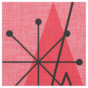 Snazzy Atomic Arrows and Starbursts Aqua Orange Fabric