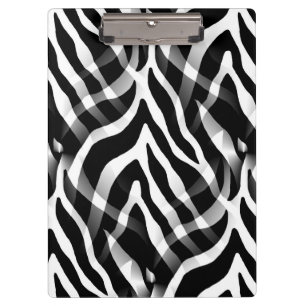 Snazzy Black and White Zebra Stripes Print Clipboard