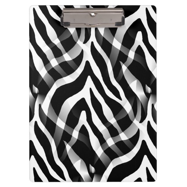 Snazzy Black and White Zebra Stripes Print Clipboard (Front)